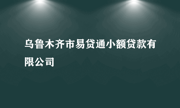 乌鲁木齐市易贷通小额贷款有限公司