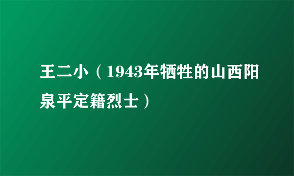 王二小（1943年牺牲的山西阳泉平定籍烈士）