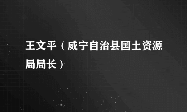 王文平（威宁自治县国土资源局局长）