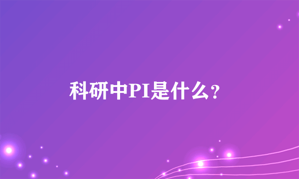 科研中PI是什么？