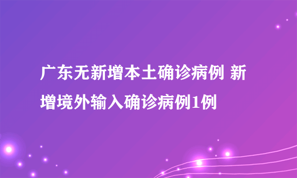 广东无新增本土确诊病例 新增境外输入确诊病例1例