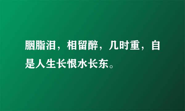 胭脂泪，相留醉，几时重，自是人生长恨水长东。