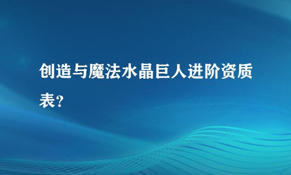 创造与魔法水晶巨人进阶资质表？