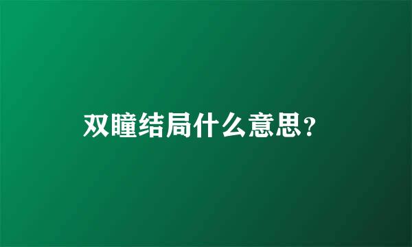 双瞳结局什么意思？