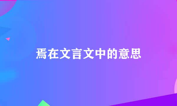 焉在文言文中的意思