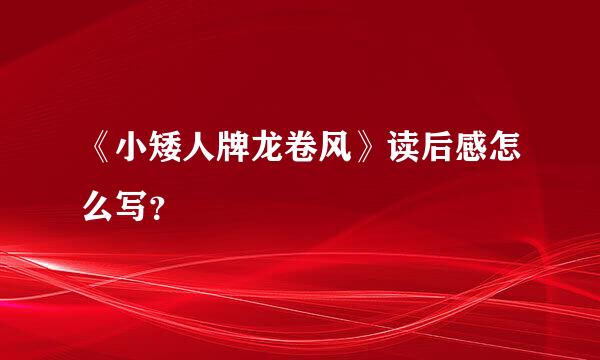 《小矮人牌龙卷风》读后感怎么写？