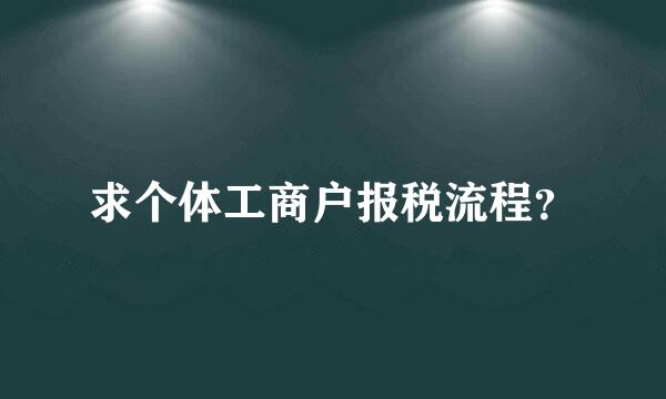 求个体工商户报税流程？