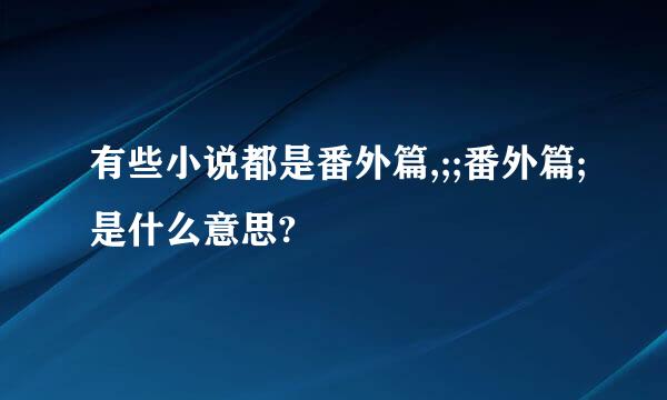 有些小说都是番外篇,;;番外篇;是什么意思?