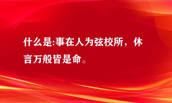 什么是:事在人为弦校所，休言万般皆是命。