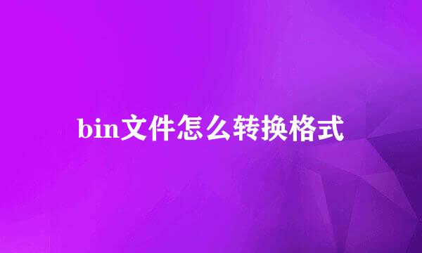 bin文件怎么转换格式