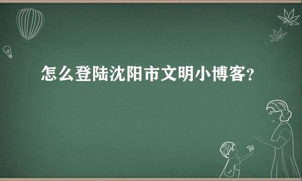 怎么登陆沈阳市文明小博客？