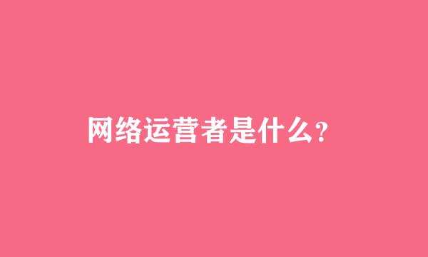 网络运营者是什么？