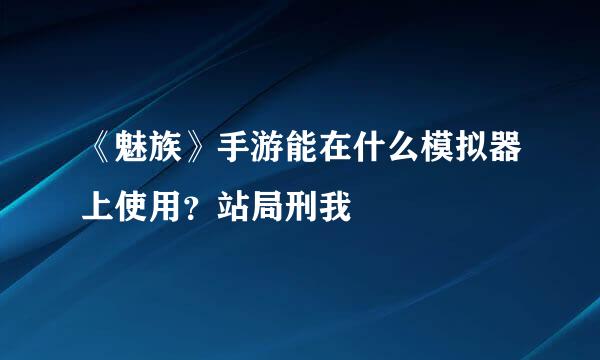 《魅族》手游能在什么模拟器上使用？站局刑我