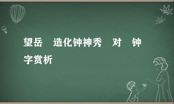 望岳 造化钟神秀 对 钟 字赏析