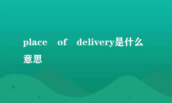 place of delivery是什么意思