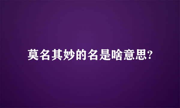 莫名其妙的名是啥意思?