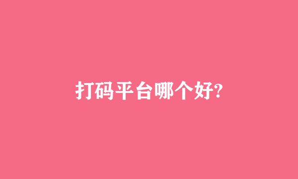 打码平台哪个好?