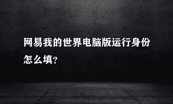 网易我的世界电脑版运行身份怎么填？