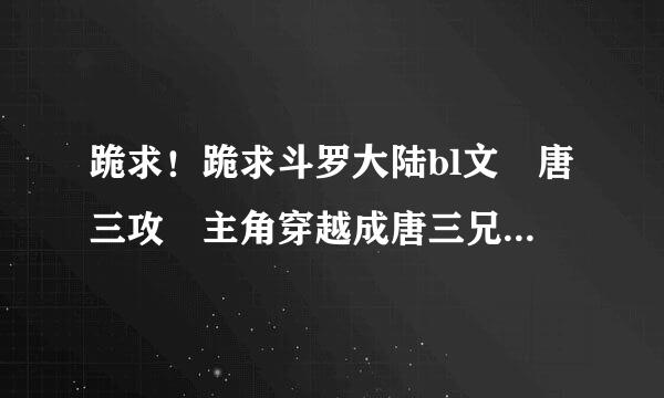 跪求！跪求斗罗大陆bl文 唐三攻 主角穿越成唐三兄句你鲜死叶职老整阳弟受！