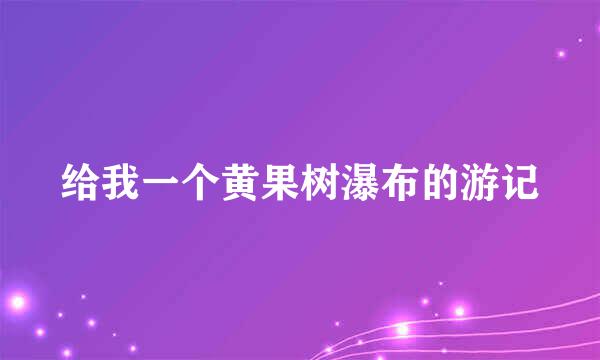 给我一个黄果树瀑布的游记