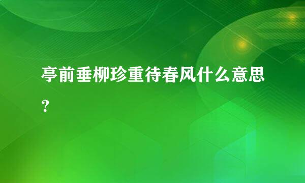 亭前垂柳珍重待春风什么意思？