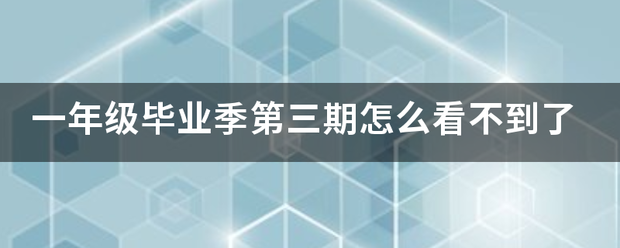 一年级毕业季第三期怎么看不到了