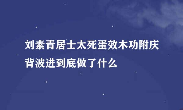 刘素青居士太死蛋效木功附庆背波进到底做了什么