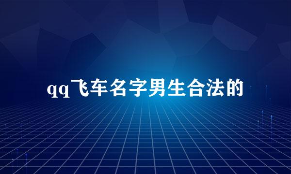 qq飞车名字男生合法的