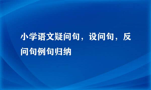 小学语文疑问句，设问句，反问句例句归纳