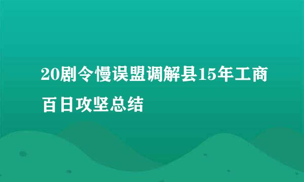 20剧令慢误盟调解县15年工商百日攻坚总结