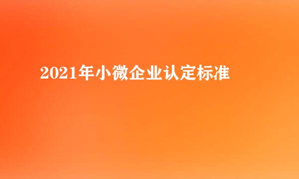 2021年小微企业认定标准