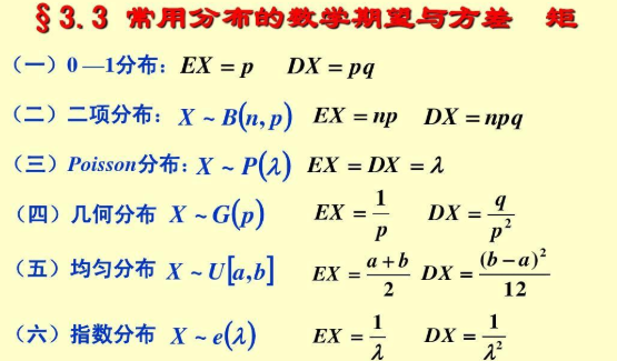 数学期望，方差的计算公式是？？