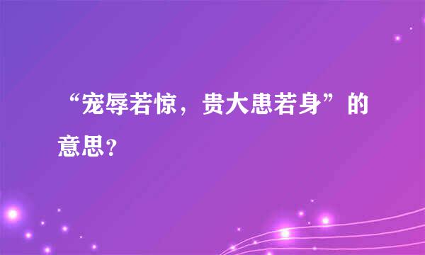 “宠辱若惊，贵大患若身”的意思？