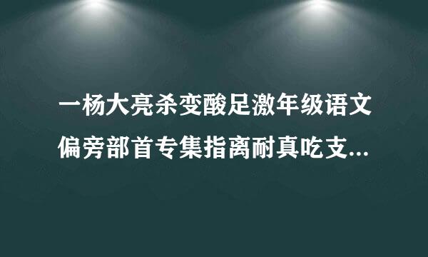 一杨大亮杀变酸足激年级语文偏旁部首专集指离耐真吃支叶项练习