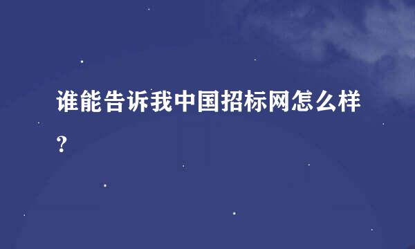 谁能告诉我中国招标网怎么样？