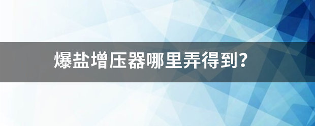 爆盐增压器哪里弄得到？