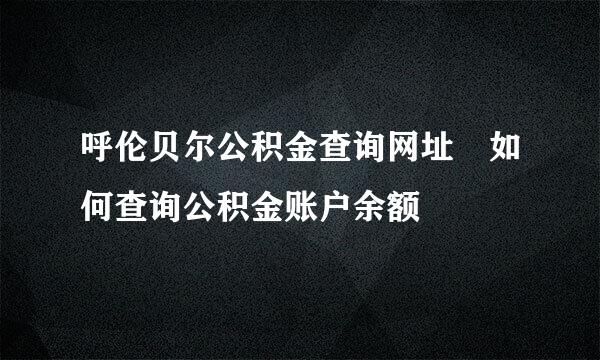 呼伦贝尔公积金查询网址 如何查询公积金账户余额