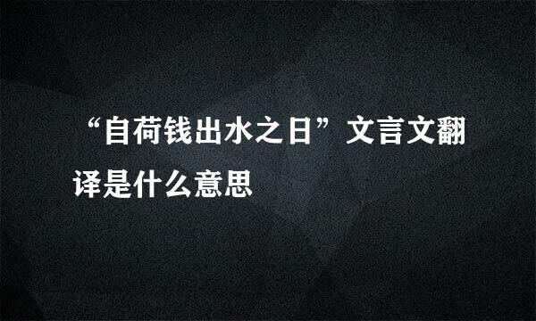 “自荷钱出水之日”文言文翻译是什么意思