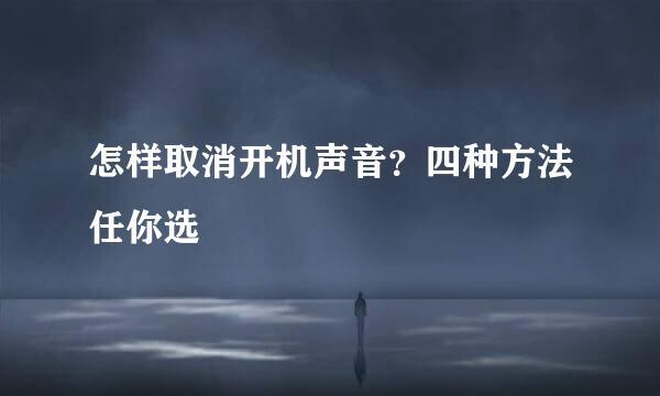 怎样取消开机声音？四种方法任你选