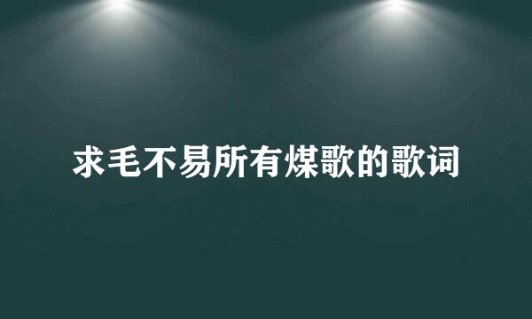 求毛不易所有煤歌的歌词