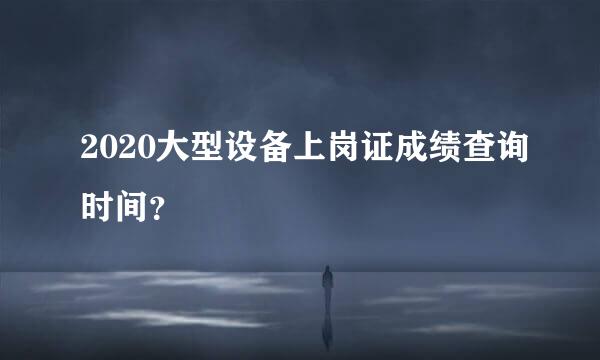 2020大型设备上岗证成绩查询时间？