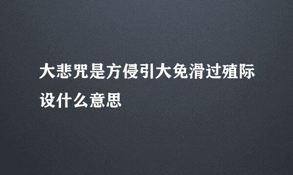 大悲咒是方侵引大免滑过殖际设什么意思