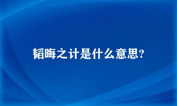 韬晦之计是什么意思?