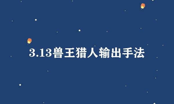 3.13兽王猎人输出手法