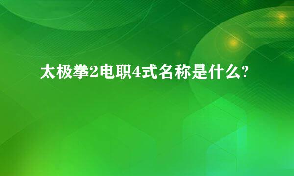 太极拳2电职4式名称是什么?