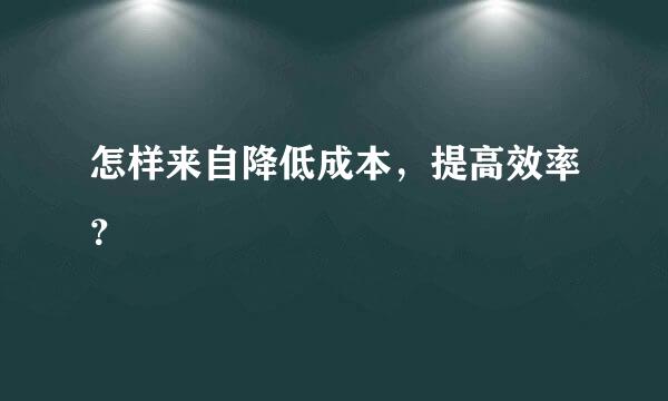 怎样来自降低成本，提高效率？