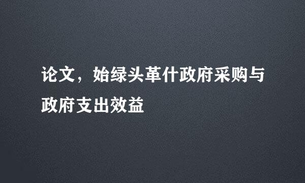 论文，始绿头革什政府采购与政府支出效益