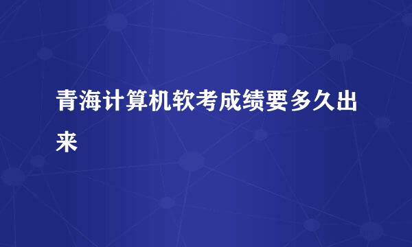 青海计算机软考成绩要多久出来