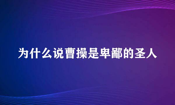 为什么说曹操是卑鄙的圣人