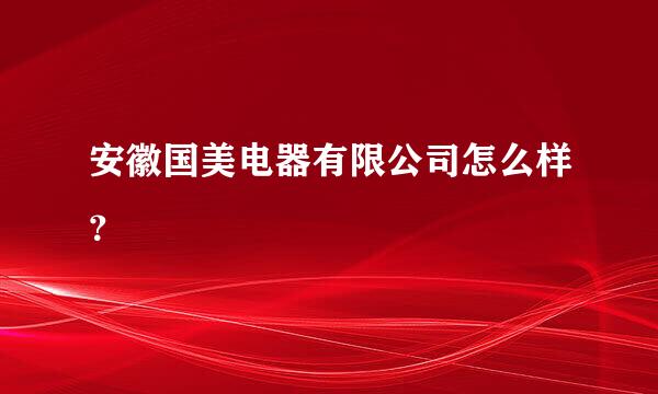 安徽国美电器有限公司怎么样？